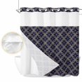 thumbnail image 2 of Navy Blue Geometric No Hook Shower Curtain Waterproof,Bathroom Curtains with Snap in Liners and See Through Top Window,Brown Modern Abstract Art Aesthetics Hotel Bathtub Curtains Shower 66"Wx72"L, 2 of 8