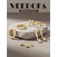 thumbnail image 6 of VEEDOFA 4-Pair Gold Earrings Set for Women, CZ Studs & Huggie Hoops, 14K Gold Plated, 6 of 6
