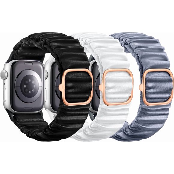 XiHAMA Scrunchie Bands Compatible with Apple Watch Bands Women 41mm 40mm 38mm 42mm 45mm 46mm, Stylish Stretchy Band Waterproof Elastic Solo Strap Wristband for iWatch SE Apple Watch Series10 9 876543