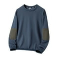 thumbnail image 5 of Zylanna Men's Long Sleeve T-Shirts, Crew Neck Color Block Patching Homewear Loose Casual Tops for Men Dark Gray, 5 of 5
