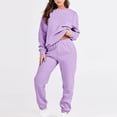thumbnail image 2 of LYXSSBYX Sweatsuits 2pcs Sets Womens Women's Fashion Casual Color Oversized Sleeve Lounge Sets Casual Tops and Pants 2 Piece Outfits Sweatsuit, 2 of 7