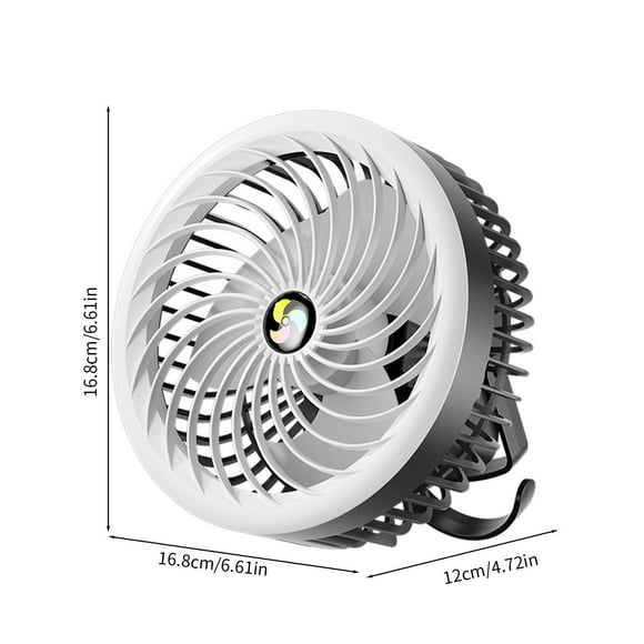 Clearance! Rewenti Camping Fan with LED Light Rechargeable Battery Fan 1200mAh Powered On Fan Tent Fans with Hook 3 Speed Portable Desk Fans for Camping Tent and Home