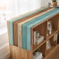 thumbnail image 6 of Table Runners 90 Inches Long Dress Scarves, Farmhouse Aqua Brown Farmhouse Coffee/Dining/Kitchen Table Runner for Living Room, Vintage Wooden Striped 13x90 Inch, 6 of 9