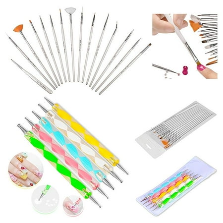 Zodaca 20pcs Pack Nail Art Design Set Dotting Painting Drawing Zodaca 20pcs Pack Nail Art Design Set Dotting Painting Drawing Polish Brush Pen Tools Silver