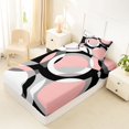 thumbnail image 5 of Castle Fairy Minimalist Circle Twin Sheets 3pcs,Mid Century Ring Shape Bedding,Pink Gray Black White,1 Flat Sheet, 1 Fitted Sheet and 1 Pillowcase, 5 of 7