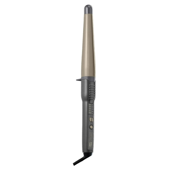 INFINITIPRO BY CONAIR Tourmaline Ceramic 1 1/4-Inch to 3/4-Inch Curling Wand, Tapered wand produces beachy waves , Metallic Grey