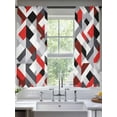 thumbnail image 3 of Abstract Sheer Curtains 72 inches Long 2 Panels Set Red Black Geometric Modern Design Sheer Window Curtain Rod Pocket Voile Drapes for Living Room/Bedroom, Each 52" W x 72" L, 3 of 7