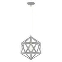 Livex Lighting  Geometric Shade 1-Light 13-inch Mini Pendant - 13"Dia. x 21"-80"Adj. H Nordic Gray