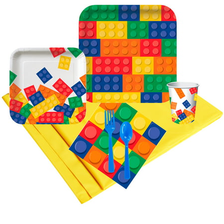 Lego Look Block Party Birthday Deluxe Tableware Kit (Serves 8)-  (Best 80s Party Looks)