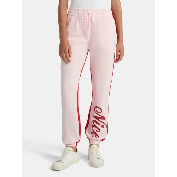 Women's Naughty and Nice Graphic Fleece Joggers, Sizes XXS-XXL