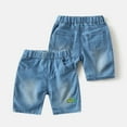 thumbnail image 2 of Boys Shorts Kids Baby Boys Summer Solid Denim Shorts Elastic Waist Breathable Lightweight Bermuda Shorts Toddler Shorts Light Blue 1 Years-2 Years, 2 of 7