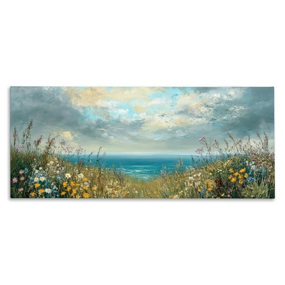 Stupell Industries Scenic Coastal Flowers Landscape Canvas Wall Art, design by Petal Prints Design