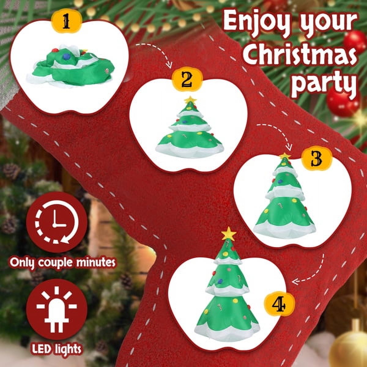 82.7in Inflatable Christmas Tree Decoration, Built-in LED Lights, Colorful Accents & Star Topper, Indoor/Outdoor Yard/Store Holiday Decor