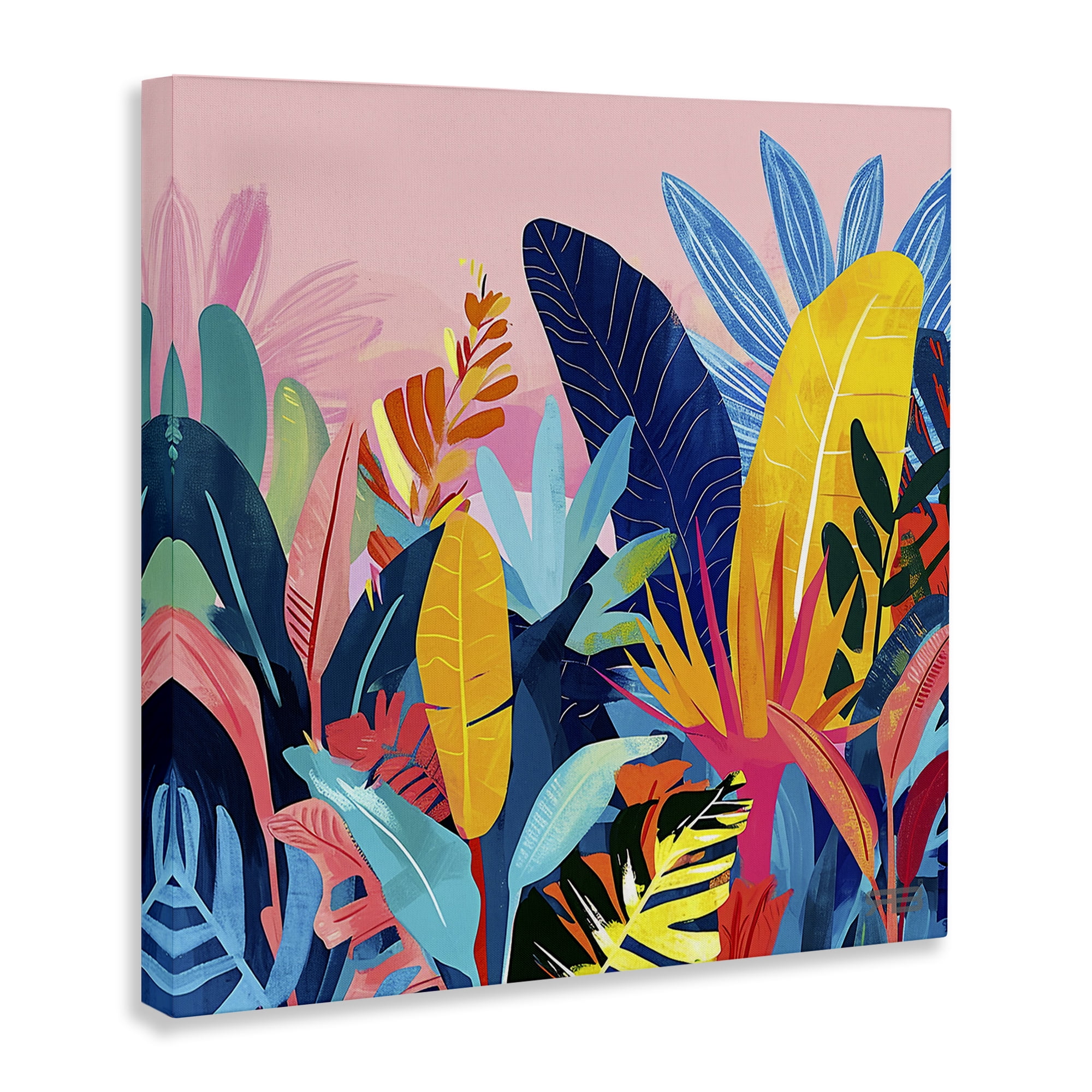Stupell Industries Bold Tropical Jungle Leaves Botanical & Floral Painting Gallery Wrapped Canvas Art Print Wall Art, 17 x 17