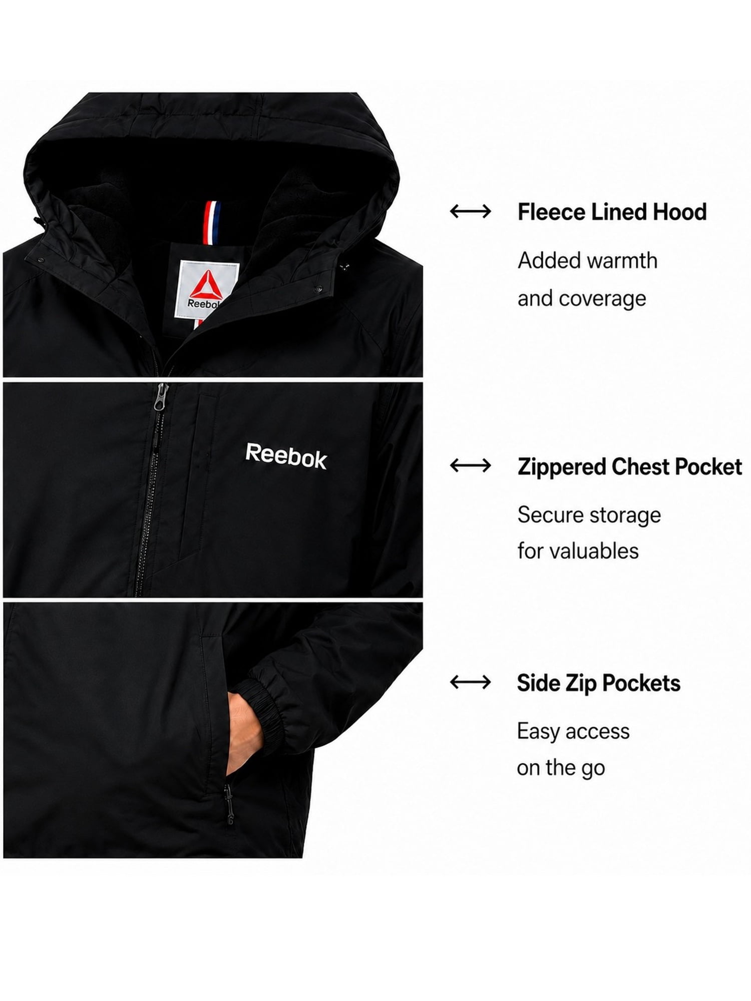 Reebok Men's and Big Men's Retro Windbreaker, Size S-3XL