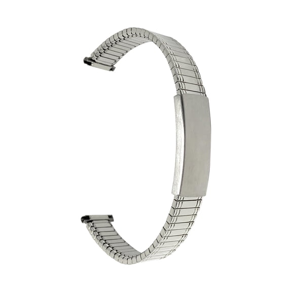 Bandini Silver Tone Womens 14mm Stainless Steel Stretch Metal Replacement Expansion Watch Band, Ladies Metal Stretch Strap - Compatible with Traditional and Smart Watches, Adjustable Length