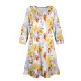 thumbnail image 5 of WTOBBY Women's Fashionable V-Neck Button Front 3/4 Sleeve Floral Dress, Functional Sundress with Cuff Detail and Pockets for Practicality,Yellow M, 5 of 7
