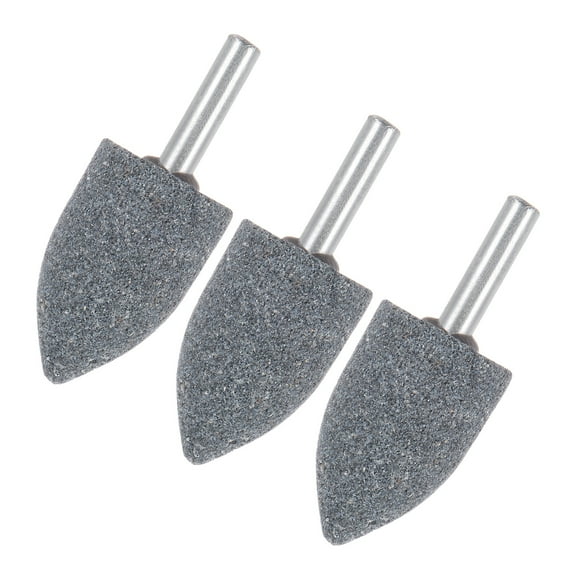 Uxcell 3-Pack Abrasive Mounted Stone Grinding Bits, 1/4 IN(6mm) Shank Polishing Sanding Drill Bit 1IN(25mm) Dia Point [Gray]