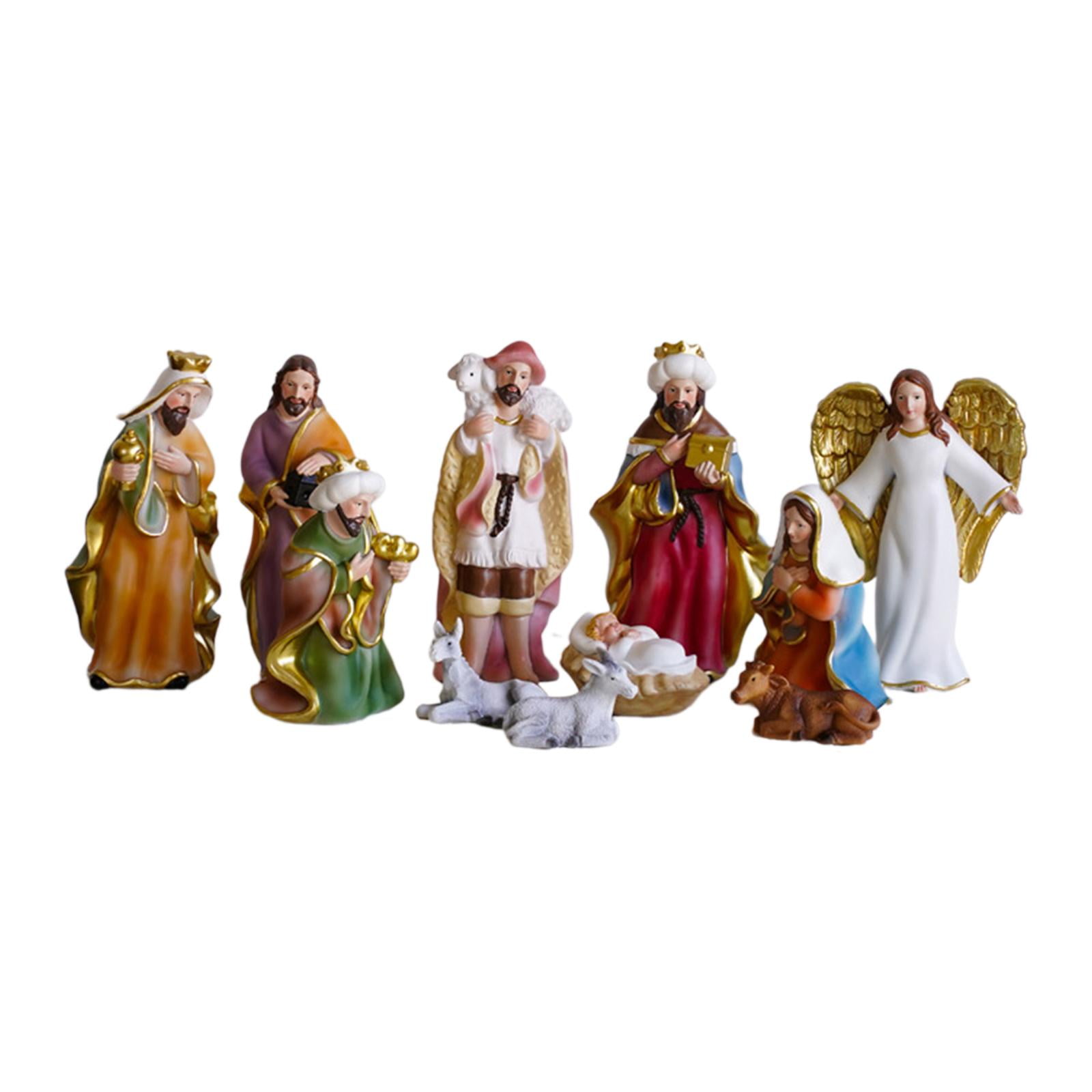 11x Nativity Figurine Display Set Birth of Jesus Statue Decor Spiritual