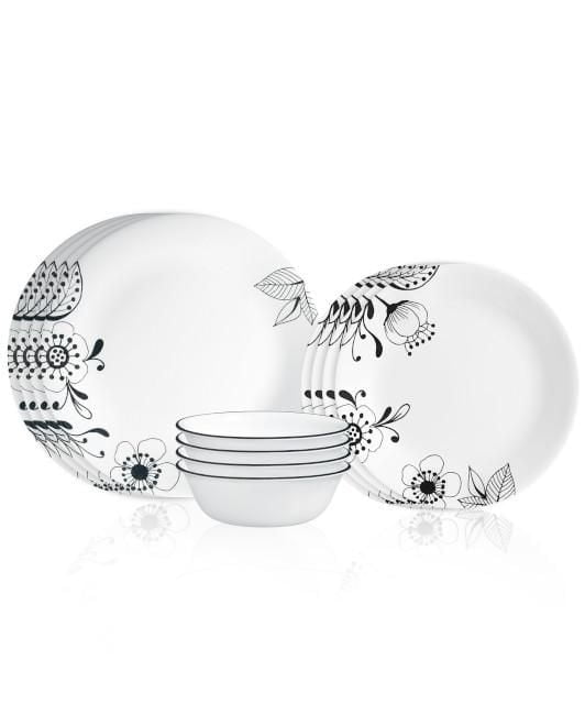 Ensemble de 12 pièces Corelle Floral Noir