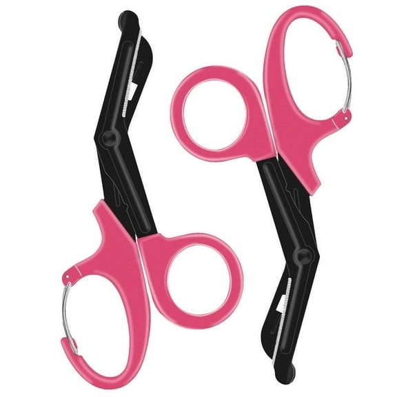 2 PACK Bandage Scissors - Trauma Shears for Nurses, 7.5" Fluoride Coated Non-stick Blades Stainless Steel Nursing scissors for Doctor, Nurses, Nursing Students (Pink)