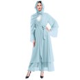 thumbnail image 5 of IBTOM CASTLE Women's Chiffon Muslim Cardigan Kaftan Middle East Arabian Abaya Dress Casual Islamic Cover up Long Dresses XXL Light Blue, 5 of 8