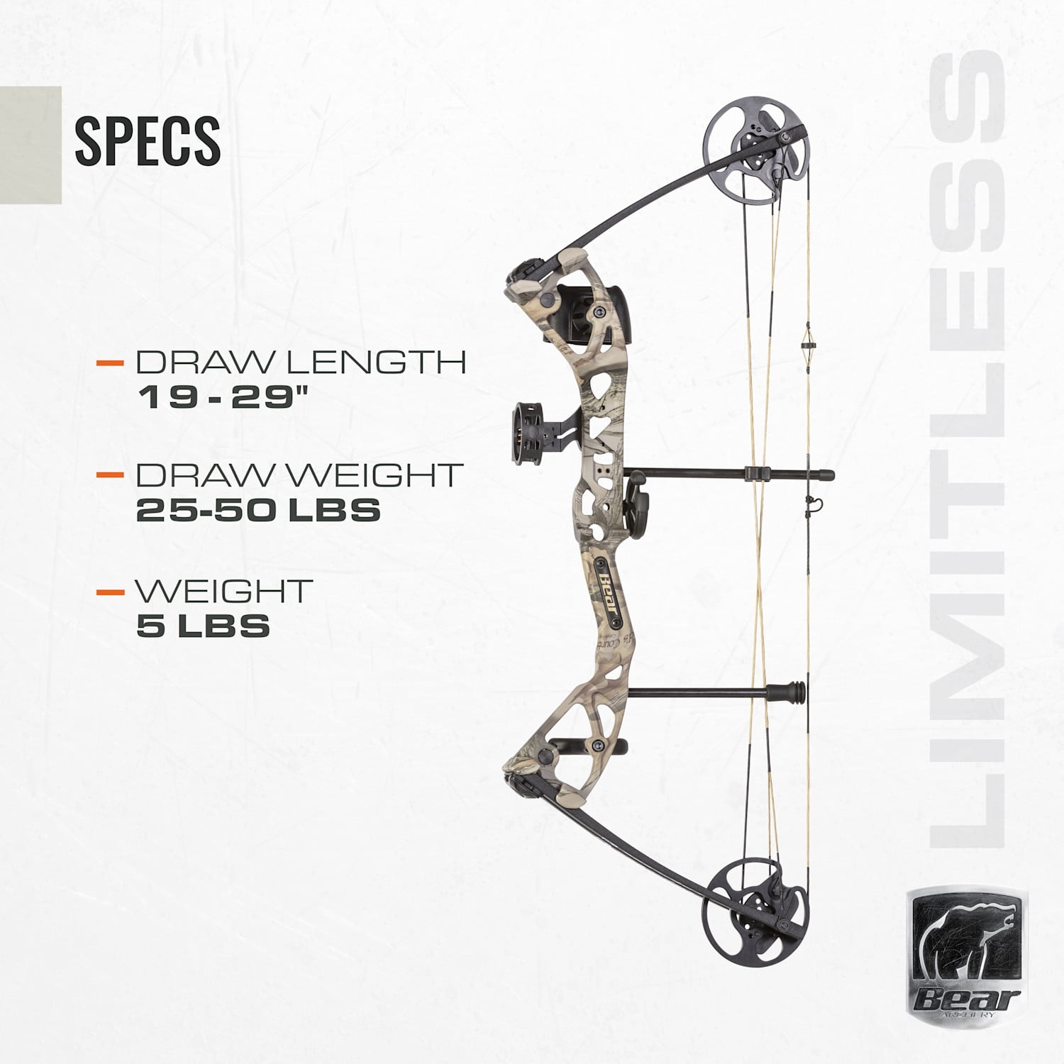 Bear Limitless Dual Cam Compound Bow - Includes Quiver, Sight and Rest