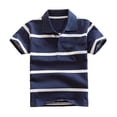 thumbnail image 2 of Odeerbi Camisas de Golf de Chicos Botón de Solapa A Rayas Camisas de Tenis de Manga Corta Uniforme Escolar, 2 of 5