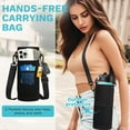 thumbnail image 5 of 40oz Insulated Water Bottle Flask - with Straw & Auto Spout Lid, Strap Sleeve, Paracord Handle, Black Metal Thermal Jug for Fitness Sports Hiking, 5 of 9