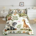 thumbnail image 3 of Feelyou Cute Elephant Print Bedding Comforter Set for Kids, Jungle Giraffe Monkey Twin Comforter Sets, Kawaii Zoo Animal Reversible Bedding Set, Microfiber Bedroom Decor, 2-Piece, 3 of 9