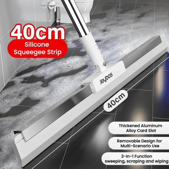 Joybos 15.7" Floor Squeegee with Extra Long Handle for Concrete Floor and Tile Cleaning