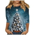 thumbnail image 3 of Horkkom T Shirts for Women Plus Size Christmas Tree Print Holiday Shirts Funny Party 3/4 Sleeve Shirts XXXL, 3 of 6