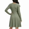 thumbnail image 5 of Xdegoge Knit Ribbed Dress for Women Long Sleeve A Line Midi Dresses with Crew Neck and Fitted Waist, Casual Office Wear, 5 of 7