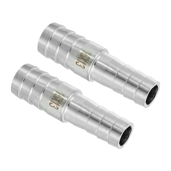 2Pcs 5/8" to 1/2" Hose Barb Reducer Pipe Fitting, 304 Stainless Steel Hose Pipe Fitting Sanitary Adapter for Vacuum Systems, Industrial Pipe Connections, Silver