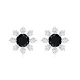 thumbnail image 2 of Rosec Jewels 1/2 CT Round Shape Black Diamond Floral Stud Earrings with Diamond for Women, 10K White Gold, 2 of 7