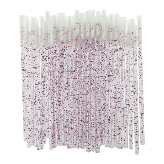 Unique Bargains 50 Pcs Disposable Eyeliner Brush for Vacation Purple Plastic Flocking