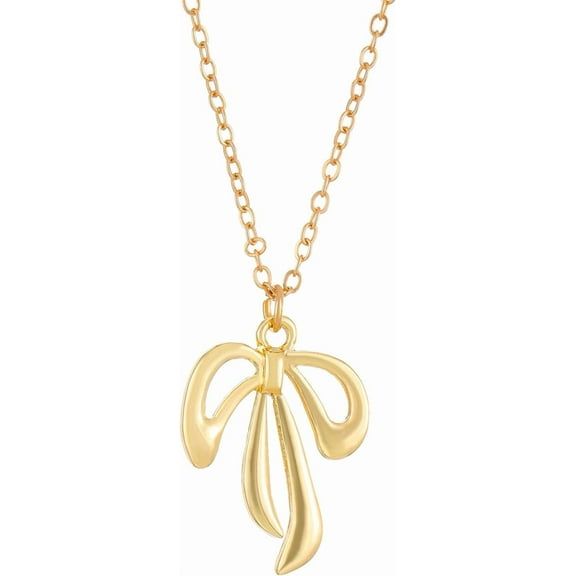 Bow Necklace for Women Gold Plated Bowknot Pendant Necklace Dainty Beads Chain Pendant Necklaces Fashion for Women