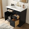 thumbnail image 6 of 36" Bathroom Vanity Ceramic Sink Top with Backsplash, Pre-assembled Bathroom Cabinet Navy Blue, 6 of 15