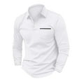 thumbnail image 6 of WTXUE Polos Long Sleeve, Lapel Golf Shirts for Men Spring Autumn Casual Button T Shirt Top Solid | Workwear for Men White XL, 6 of 6