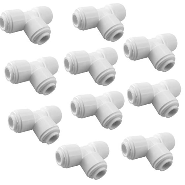 PureSec 2017 UTA14X3 mini white plastic quick fitting union tee connector for tubing OD 1/4in RO system refrigerator ice maker coffee machine Pack of 5 Jeamsworld 