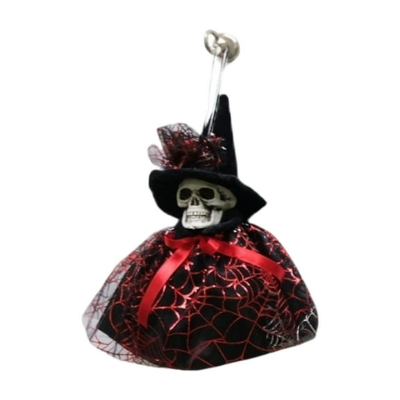 Uxgjfwu Skeleton Witch Pendant Hanging Ornament, Halloween Skull Decor, Spooky Witchcraft Theme For Party Ceiling Or Tree Accent, Chilling Festive Display