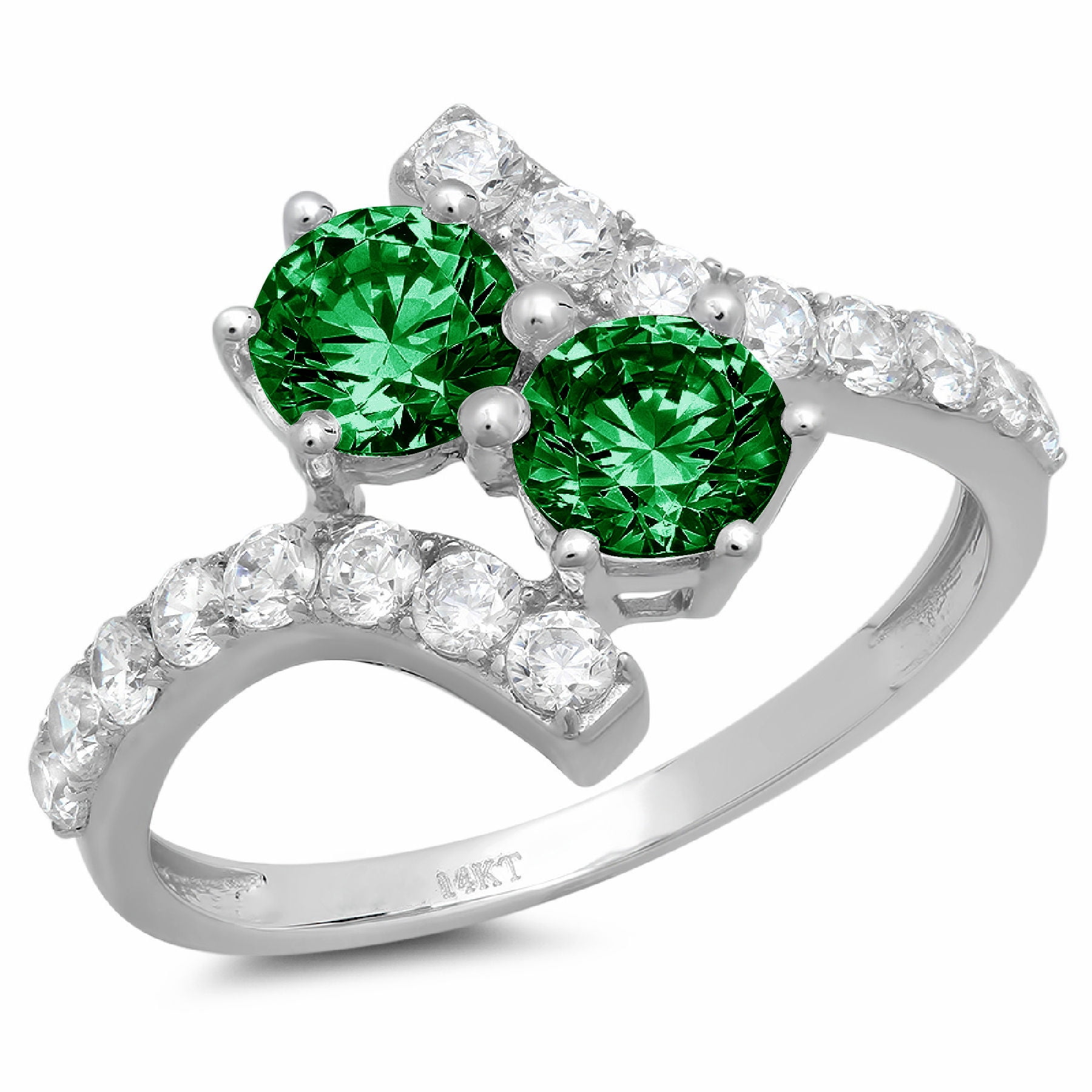 1.98 ct Brilliant Round Cut VVS1 Simulated Emerald Rose Solid 14k or 18k Gold Robotic Laser Engraved Handmade Solitaire with Accents Ring