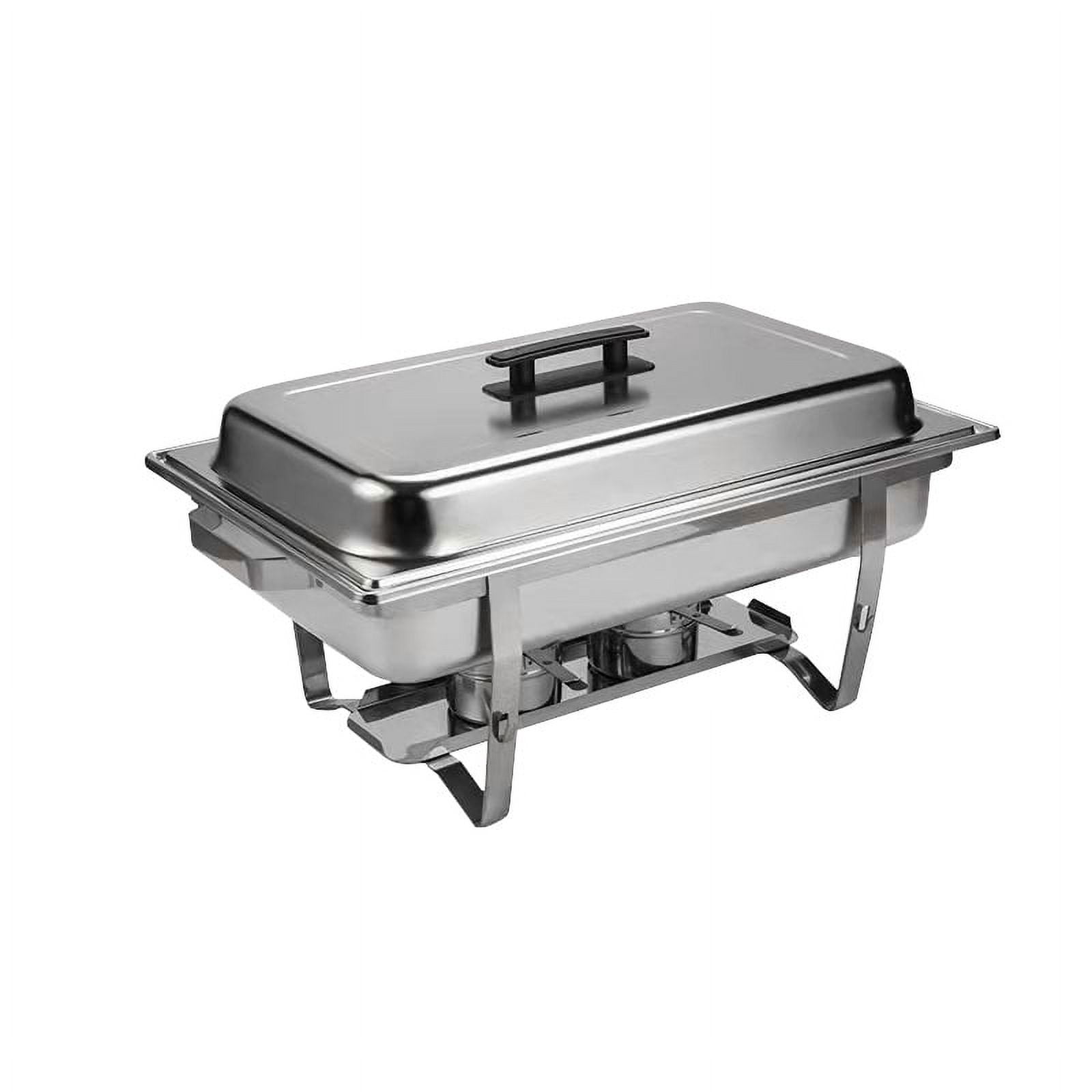 Buffet Catering Dish Set of 4 with Stainless Steel Food Pans and Water Trays, Chafing Dish for Parties and Outdoor Events, Silver