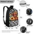 thumbnail image 5 of Binienty Highland Cow Sunflower Print School Backpack for Kids 6-14 Elementary Students 17 Inch Adjustable Straps Multiple Front Pockets Large Capacity Casual Travel Daypack, 5 of 6