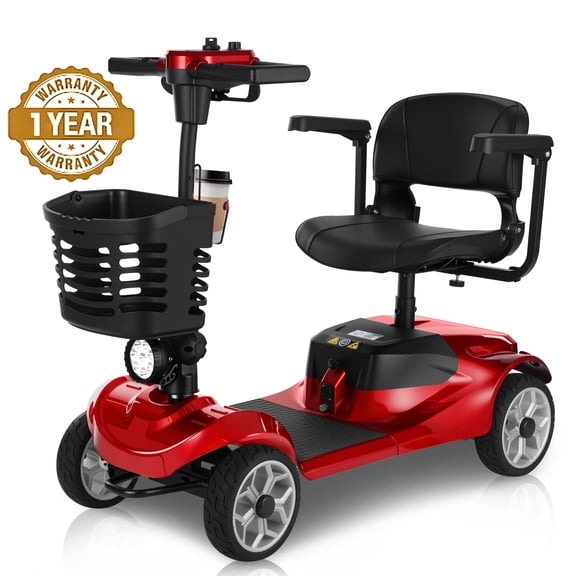 Open Box 4 Wheel Mobility Scooter for Seniors&Adults,15 Miles Foldable Electric Mobility Scooter,350W Powered Electric Wheelchair Device for Adults 300 lbs,Compact Mobile for Travel,(Random color)