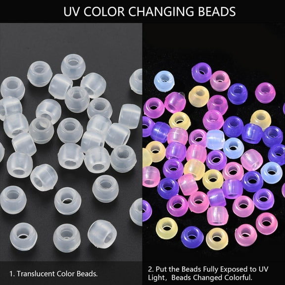200pcs Transparent Plastic Beads UV Reactive Beads Barrel Clear 8x6mm Hole: 3.5mm
