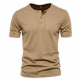 thumbnail image 7 of PNTUTB Summer Men's T-Shirts Stylish Solid-Color Short-Sleeve Tops Casual Half-Buttoned Crew-Neck Breathable Quick-Dry Sports T-Shirts, 7 of 7