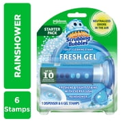 Scrubbing Bubbles Automatic Toilet Bowl Cleaner, Fresh Gel Cleaning Stamp, Rainshower, Dispenser & 6 Gel Stamps