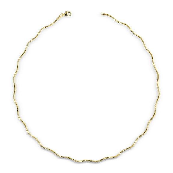 925 Sterling Silver 2mm Wavy Omega Wire Necklace (16-20) (3-colors) (Yellow Gold Plated Silver 16) Pendant Necklace for