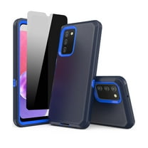 NIFFPD Galaxy A03S Case with Screen Protector Anti Spy Privacy Shockproof Case for Samsung Galaxy A03S Dark Blue&Blue